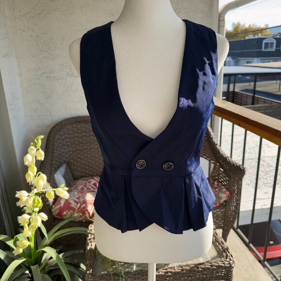 Women’s Front Button Blazer Vest Navy Size Small - Picture 2 of 8
